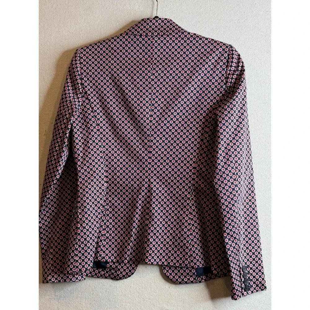 Michael Kors Womens Blazer Jacket Coat Circle Print In Navy/Red/White Size 6 EUC